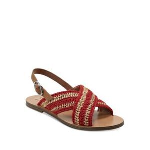 MARC FISHER LTD Womens Red 1.5 Cross Straps Lonnie Toe Slingback Sandal 7.5 M